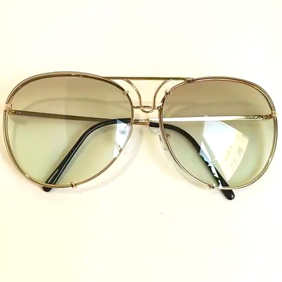 Miz Le Porsche Oversized Aviator Sunnies Clear Peach or Blue Tinted Sunglasses - Picture 3 of 16